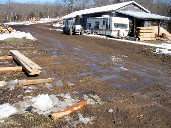 Soup anyone?
Picture taken on Jan 26, 2007.  We'd got ice and then snow and now we have mud soup.
Keywords: mud