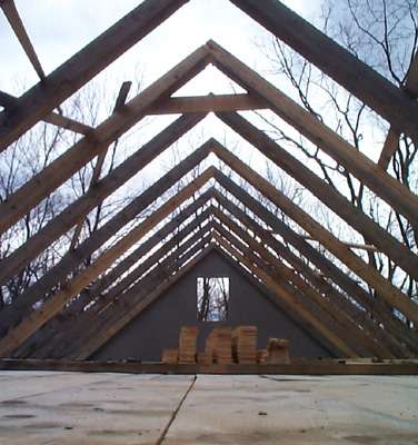 Attic
The rafters are tapered from 5x7" down to 5x5" then reduced to 4.5" at the joinery.
