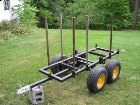 Another view of the ATV logging trailer with log bunks on
