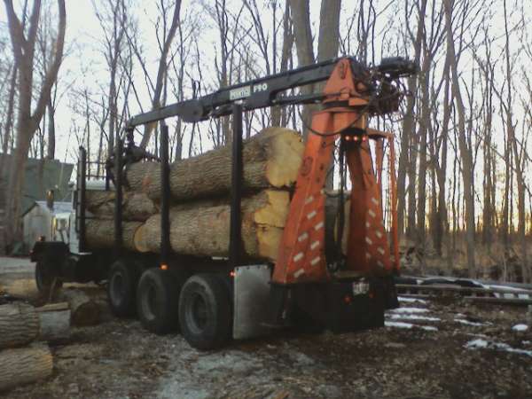 Autocar with load of nice logs
