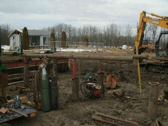 mill foundation
welding up the skidway
