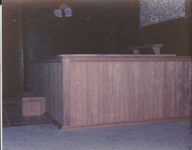 redwood  T&G hot tub skirt
